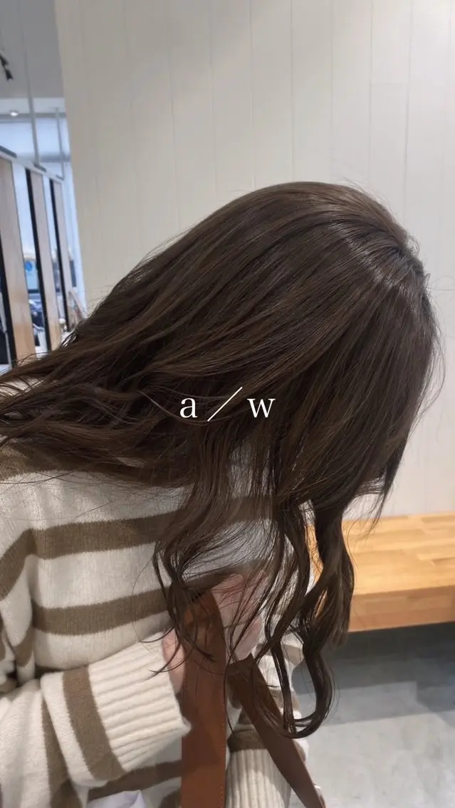 セミロング カラー ベージュカラー グレージュ オリーブベージュ オリーブグレージュ オリーブグレー hair shioのヘアスタイル