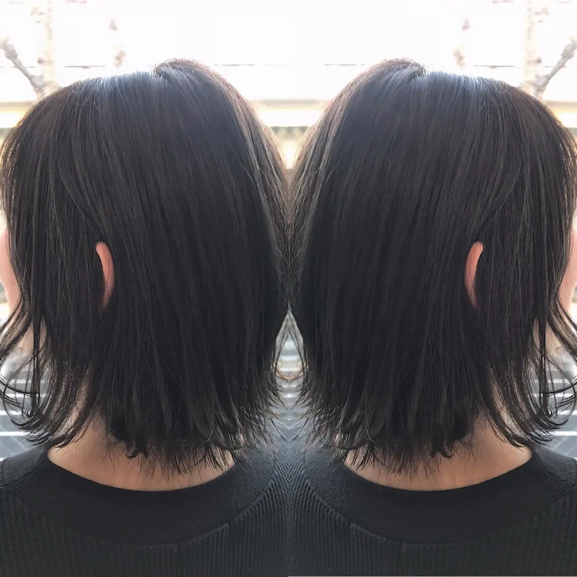 ショート カラー 黒髪 ボブ 外ハネヘア カット ヘアカラー 柴田 祐輔のヘアスタイル