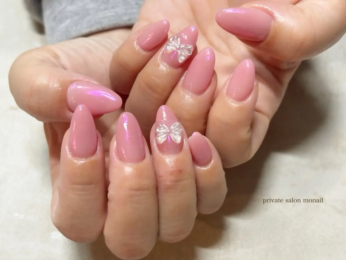 ネイル オーロラネイル ピンク ハンドネイル nail salon monailのネイルデザイン