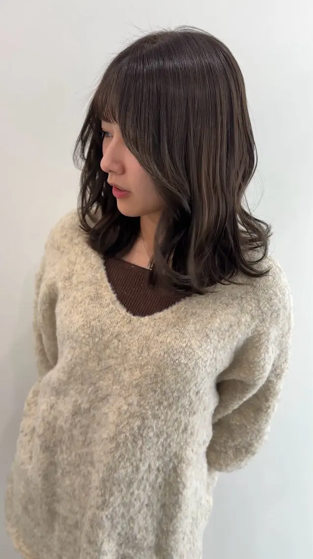 ミディアム カラー カット ヘアカラー トリートメント レイヤー/ナチュラル 💐nao.のヘアスタイル