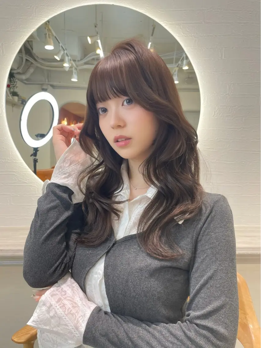 カラー ヘアカラー トリートメント ブリーチなしダブル/ 顔周り/大村真咲のヘアスタイル