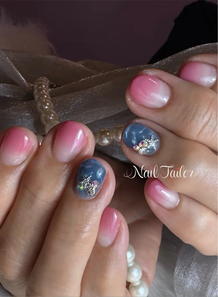 ネイル オフィスネイル 夏ネイル ハンドネイル NailTailor ネイルテイラーのネイルデザイン