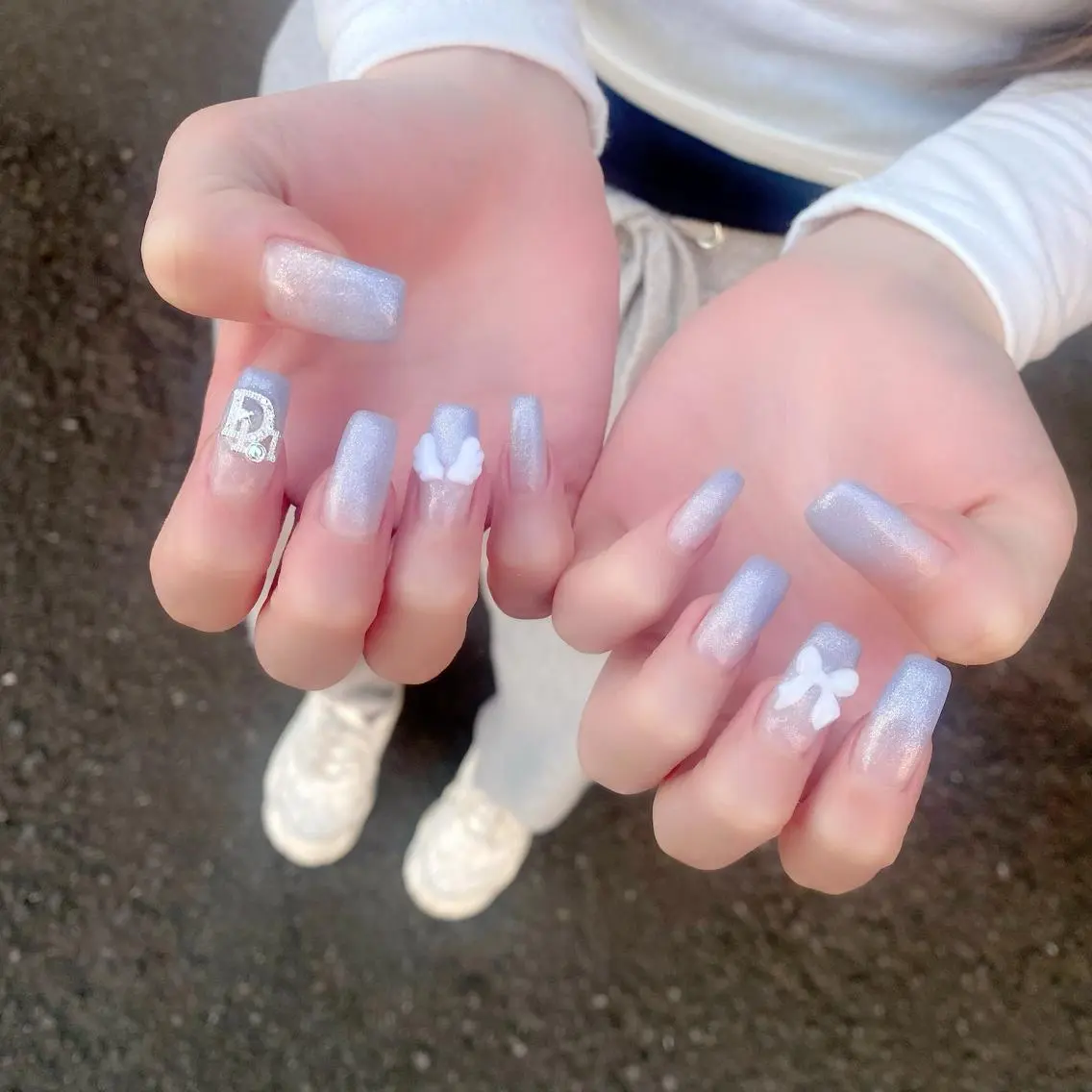 ネイル ジェルネイル グラデーション ロングネイル パラジェル リボン ハンドネイル Salon Ｋのネイルデザイン