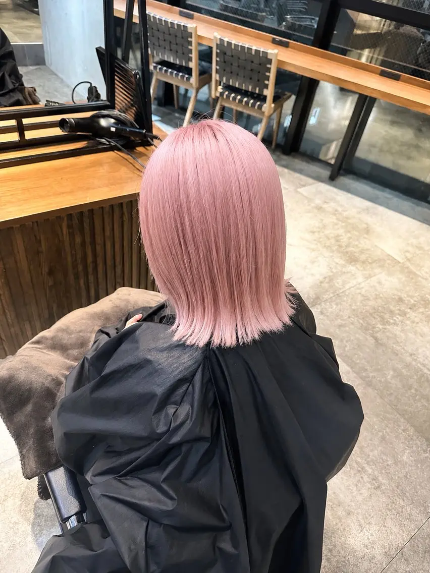 ショート カラー 透明感カラー ハイトーンカラー ピンクカラー ボブ カット ヘアカラー トリートメント 遠藤惟斗/渋谷/ 透明感カラーのヘアスタイル