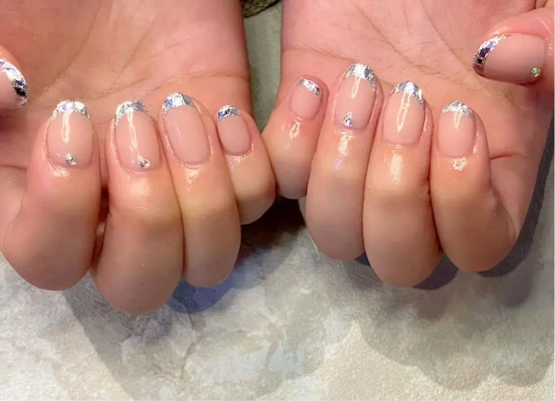 ネイル フレンチネイル ガラスフレンチ ハンドネイル Lino+ ネイル&よもぎ蒸しのネイルデザイン