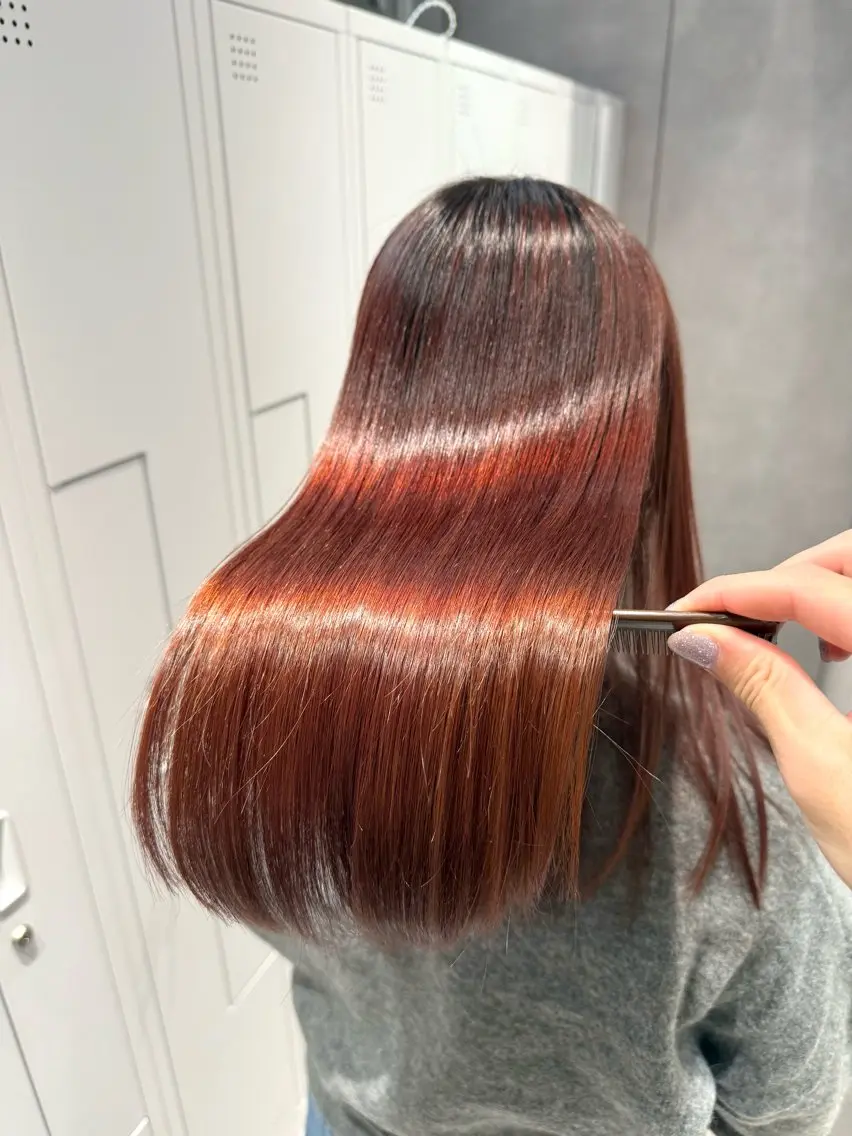 セミロング カラー パーマ ヘアアレンジ 髪質改善 縮毛矯正 カット ヘアカラー 縮毛矯正 トリートメント 縮毛矯正/髪質改善/ ブリーチ毛/木元渓太のヘアスタイル