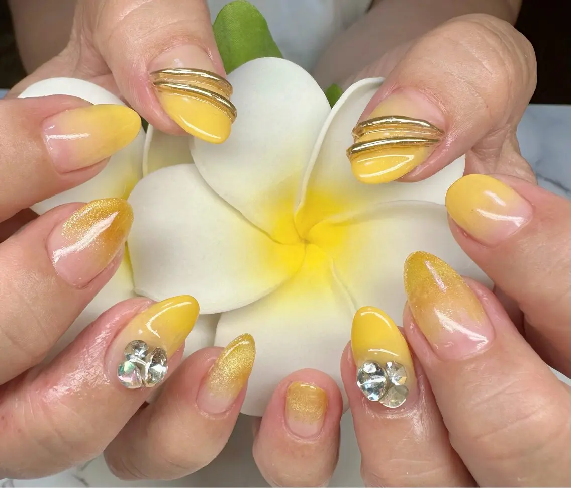 ネイル マグネットネイル ニュアンスネイル ワンカラーネイル 夏ネイル Mai’s nailのネイルデザイン