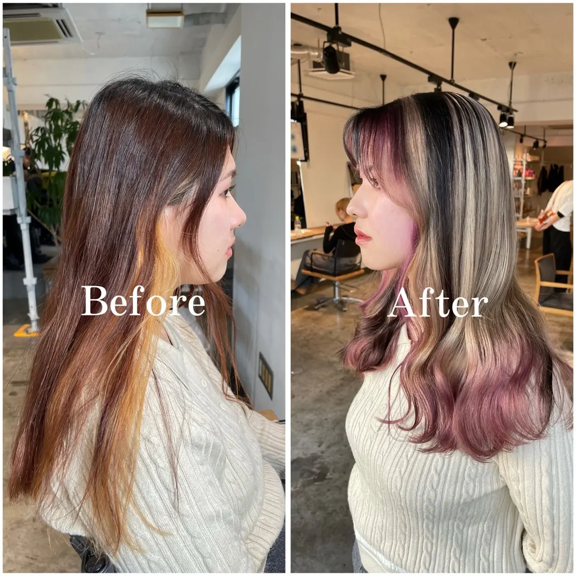 ロング カラー ブリーチ ケアブリーチ デザインカラー 似合わせカット ムラ修正/ ハイトーン💖Riaのヘアスタイル