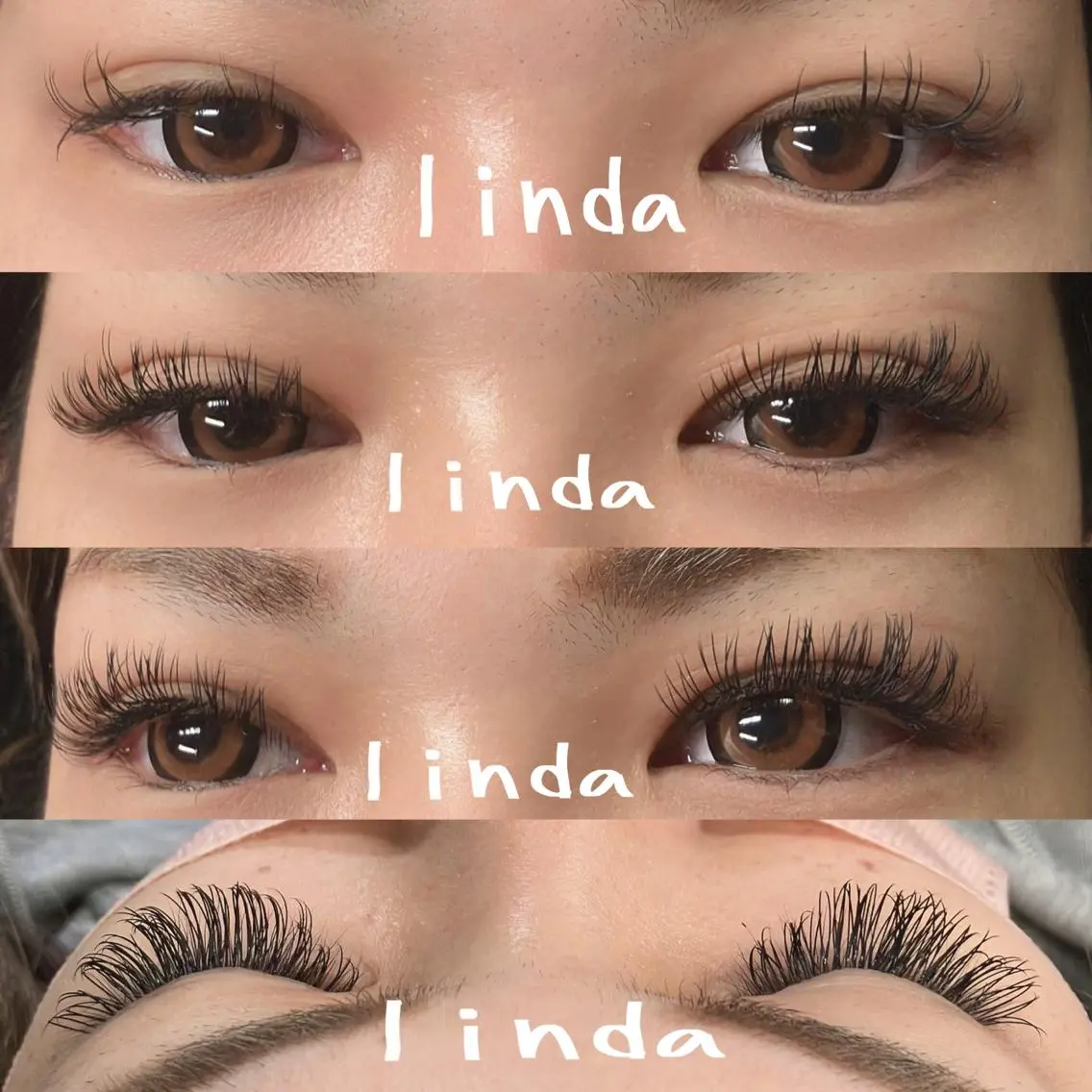 マツエク・マツパ 付け放題 フラットラッシュ linda lashesのマツエク・マツパデザイン