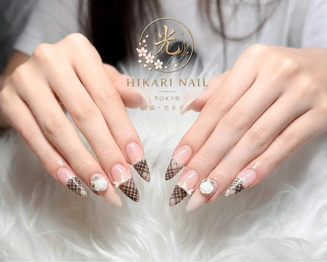 ネイル チークネイル 長さ出し フレンチネイル ガーリー ハロウィン ハンドネイル HikariNail Ikebukuroのネイルデザイン