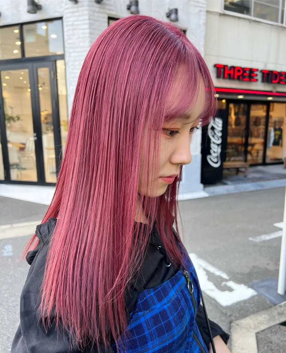 ロング カラー ブリーチ ピンクカラー ヘアカラー box mico. mutsumiのヘアスタイル