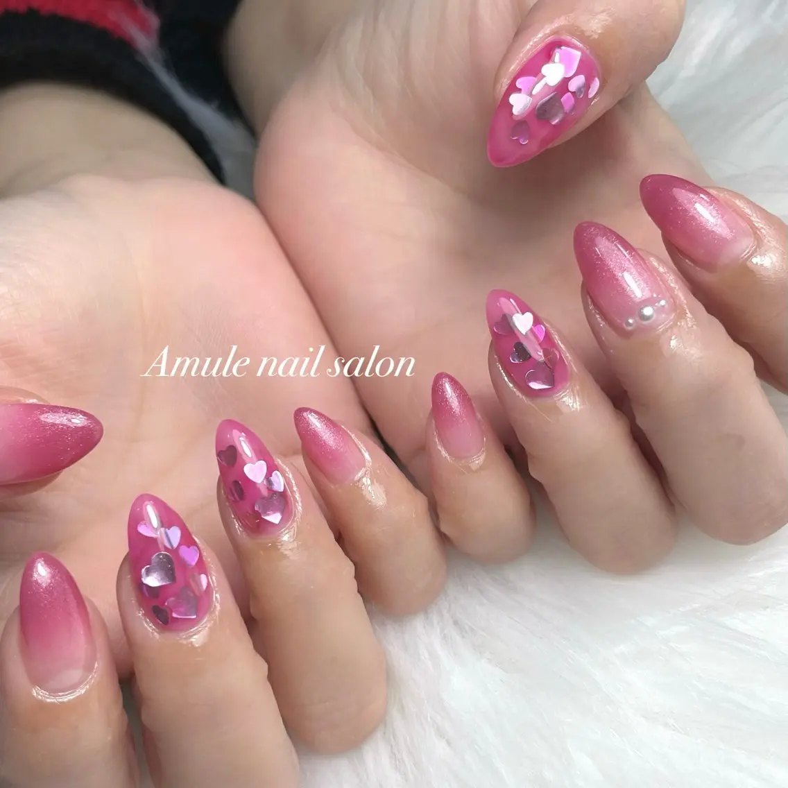 ネイル ハート バレンタイン Amule nailsalonのネイルデザイン