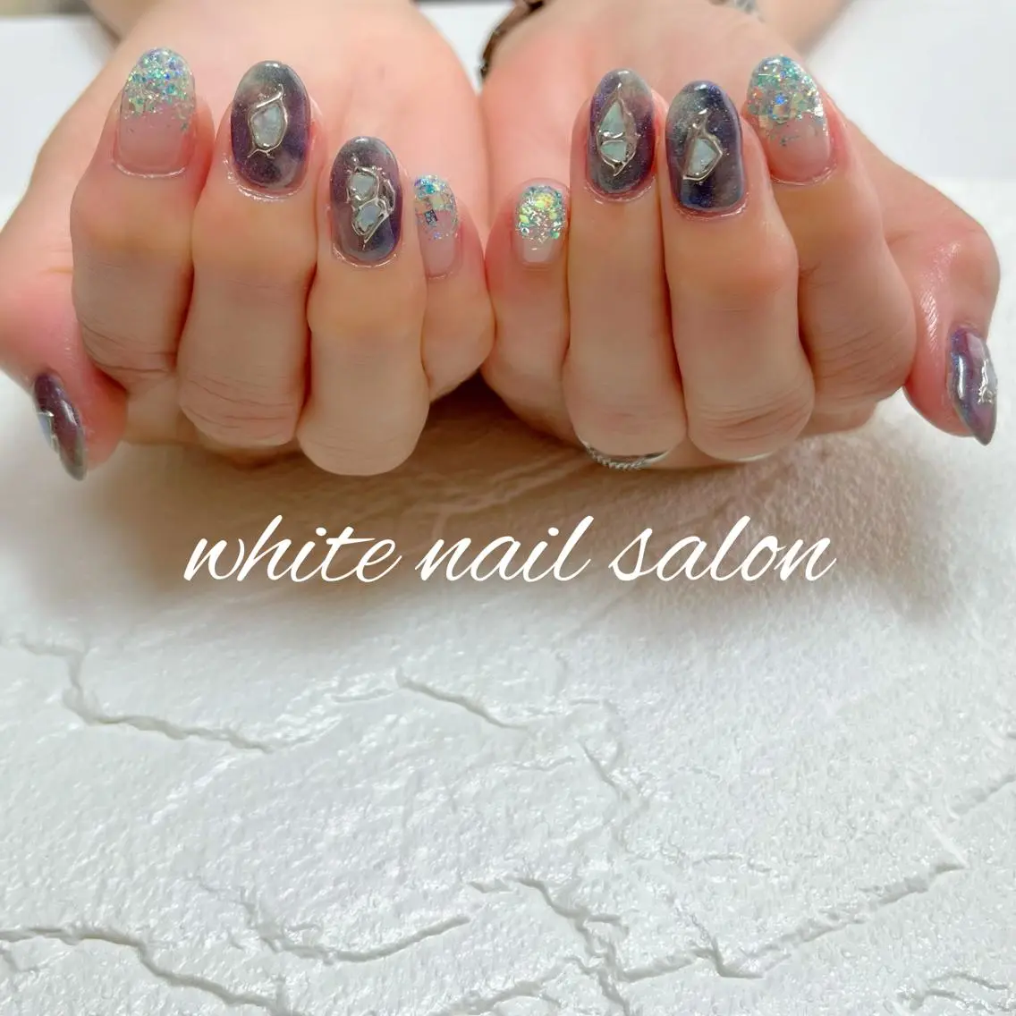 ネイル フットネイル ジェルネイル ハードジェル ラメ(グリッター) 持ち込み ハンドネイル white nail salonのネイルデザイン