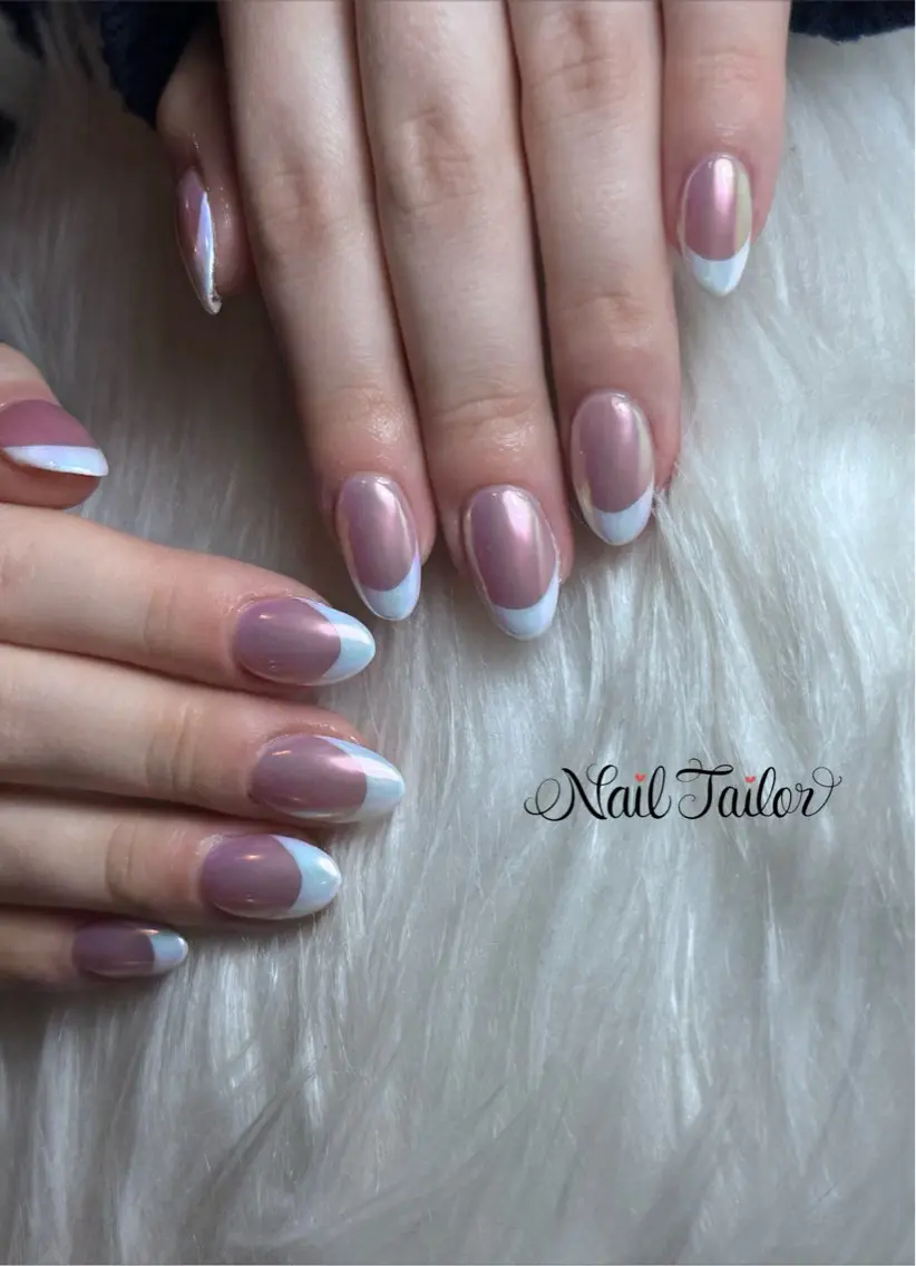 ネイル 長さ出し フレンチネイル ミラーネイル ハンドネイル NailTailor ネイルテイラーのネイルデザイン