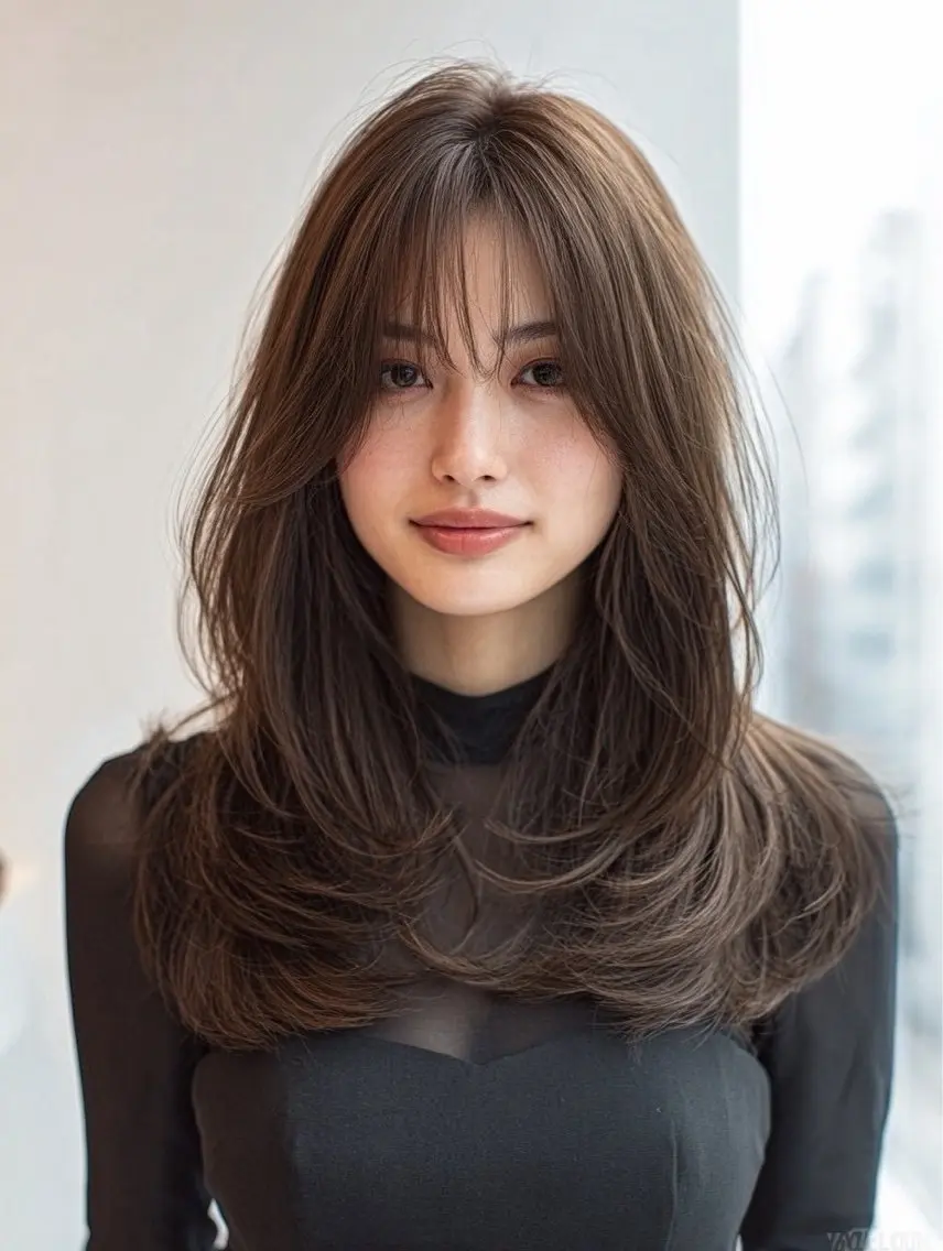 ロング 縮毛矯正 絶対綺麗な暖色カラー 🎯あります✨増渕✨のヘアスタイル