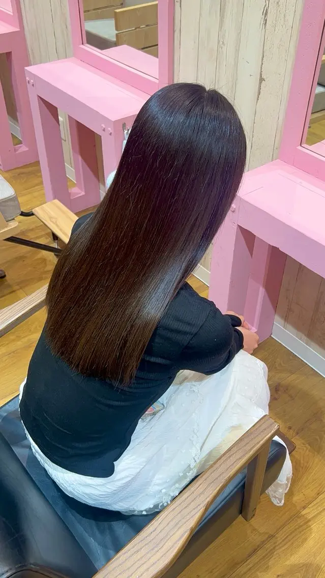 ロング カット 縮毛矯正 【ブリーチ無しW】 【暗髪&暖色系】圭真のヘアスタイル