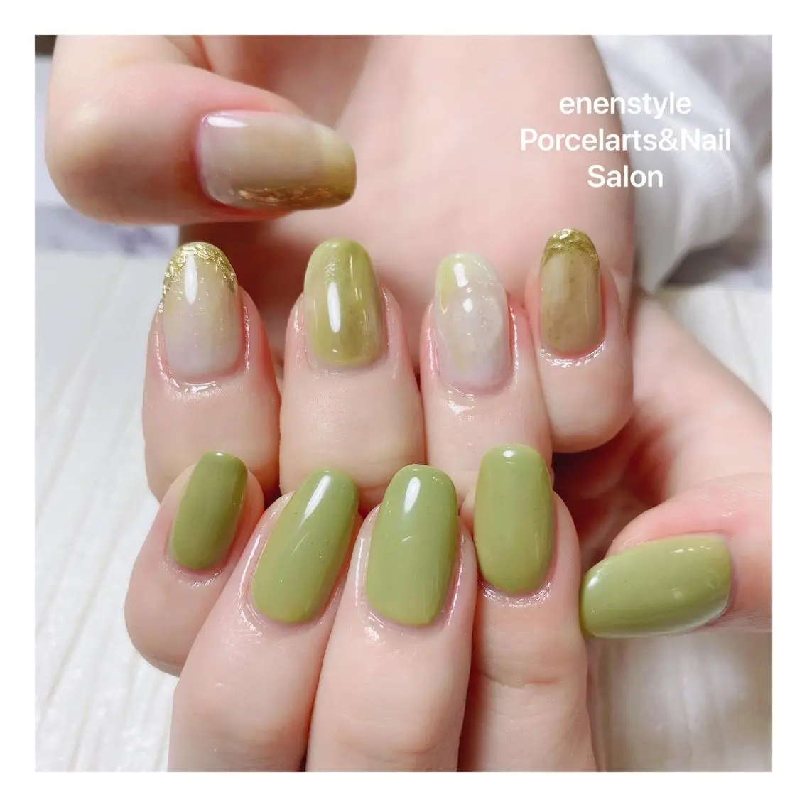 ミディアム ネイル ハンドネイル 🐾enen style 🐾のネイルデザイン