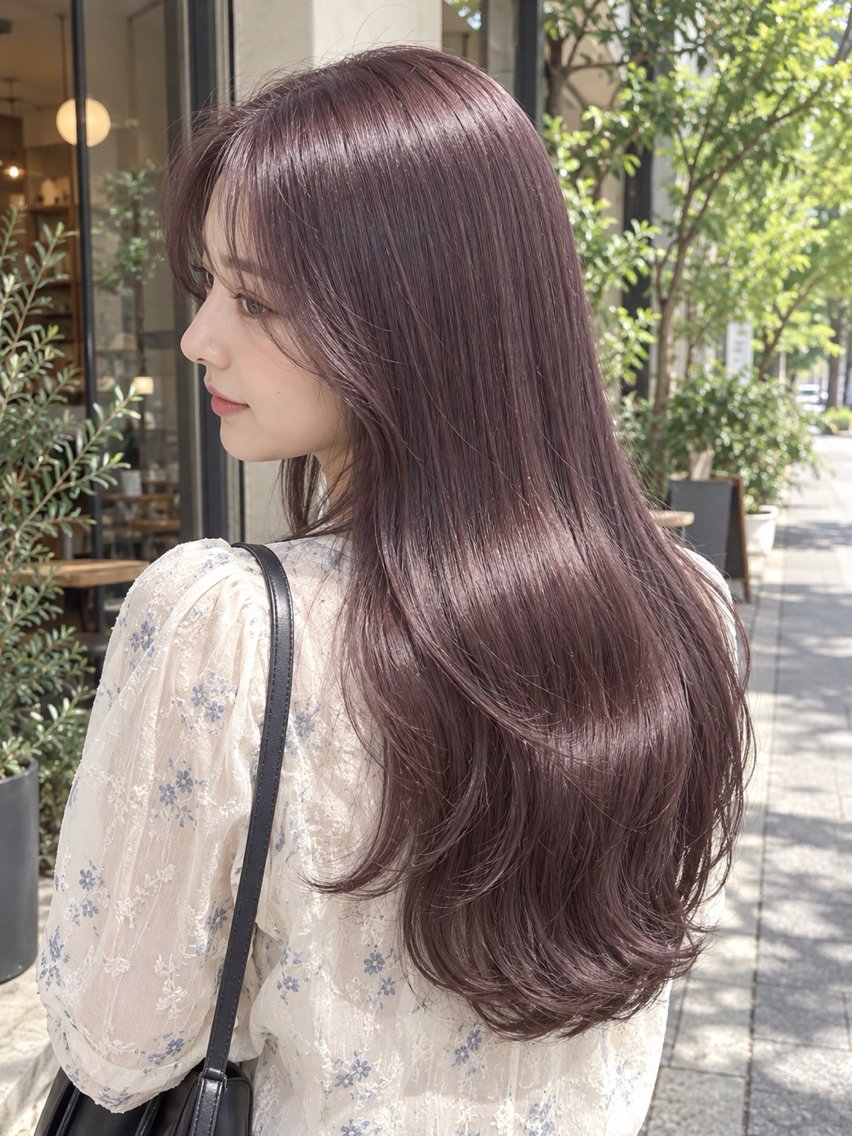 ロング カラー 透明感カラー ラベンダーカラー ピンクカラー ピンクラベンダー ヘアカラー なな / 堀江 / ラベンダーカラーのヘアスタイル