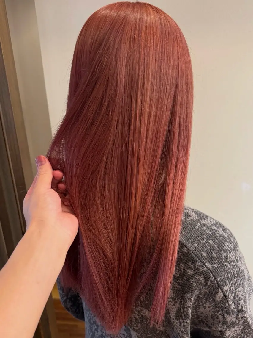 ロング カラー ブリーチ ケアブリーチ ピンクカラー カット ヘアカラー トリートメント 田室 和幸のヘアスタイル