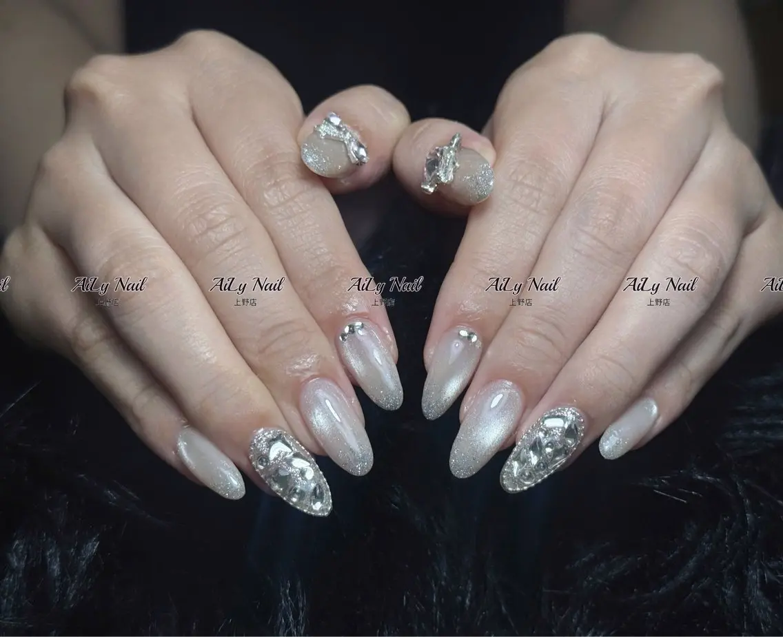 ネイル アートネイル ジェルネイル マグネットネイル ニュアンスネイル シンプルネイル ハンドネイル AiLy Nail 上野店のネイルデザイン