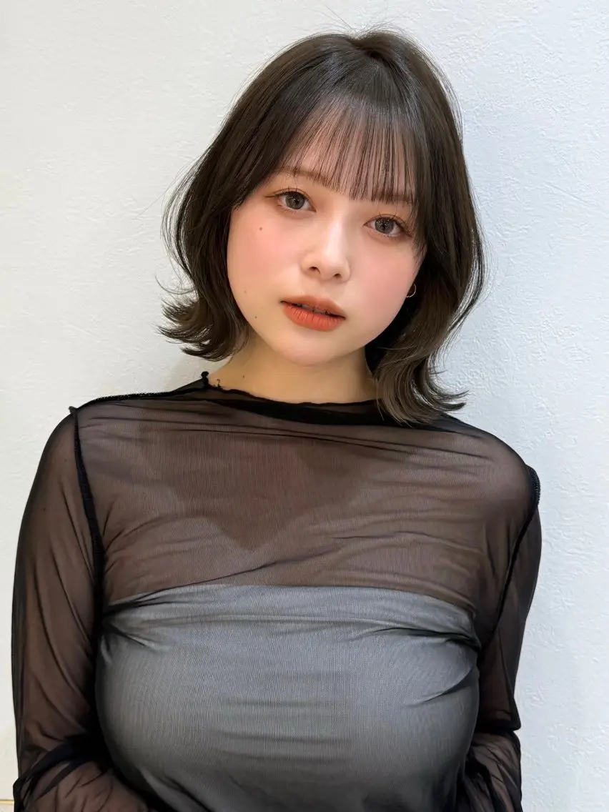 ミディアム カット ヘアカラー トリートメント 新宿/髪質改善/ボブ 韓国レイヤー大重聖斗のヘアスタイル