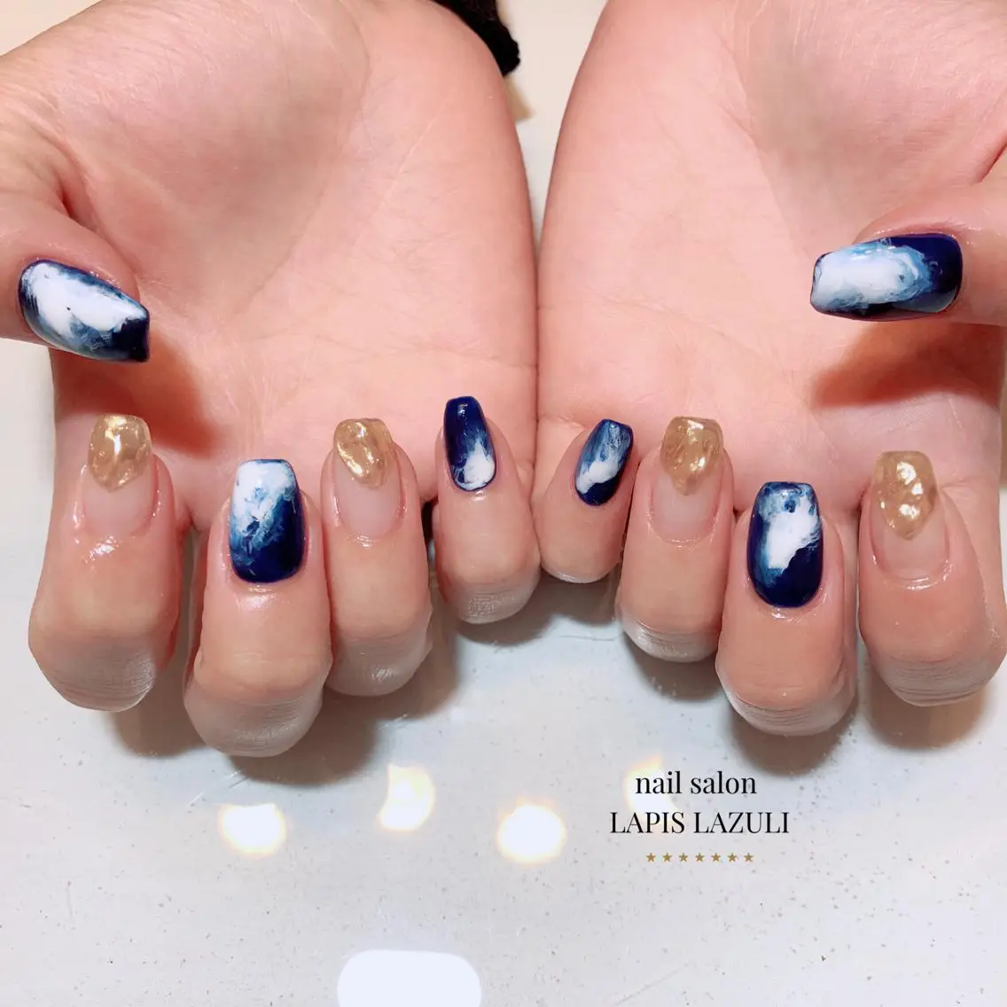 ネイル 成人式 ジェルネイル マットネイル ミラーネイル ニュアンスネイル nail salon ラピスラズリのネイルデザイン