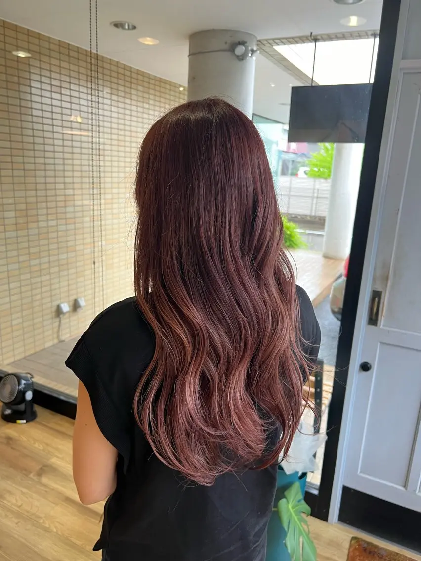 ロング カラー ピンクカラー バイオレットカラー ヘアカラー トリートメント 堀 望美のヘアスタイル