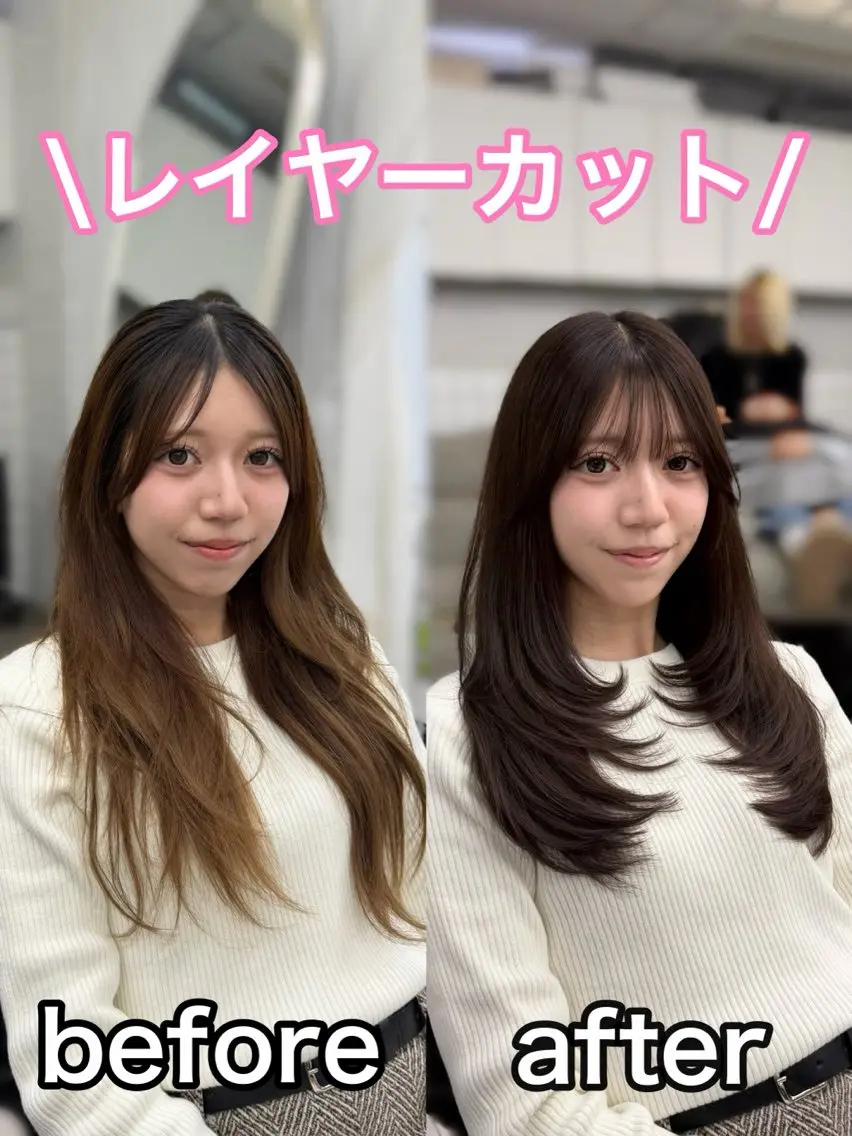 セミロング レイヤーカット カット ヘアカラー トリートメント ヘッドスパ ヘアセット 韓国ヘア×2way 🇰🇷和知拓郎のヘアスタイル