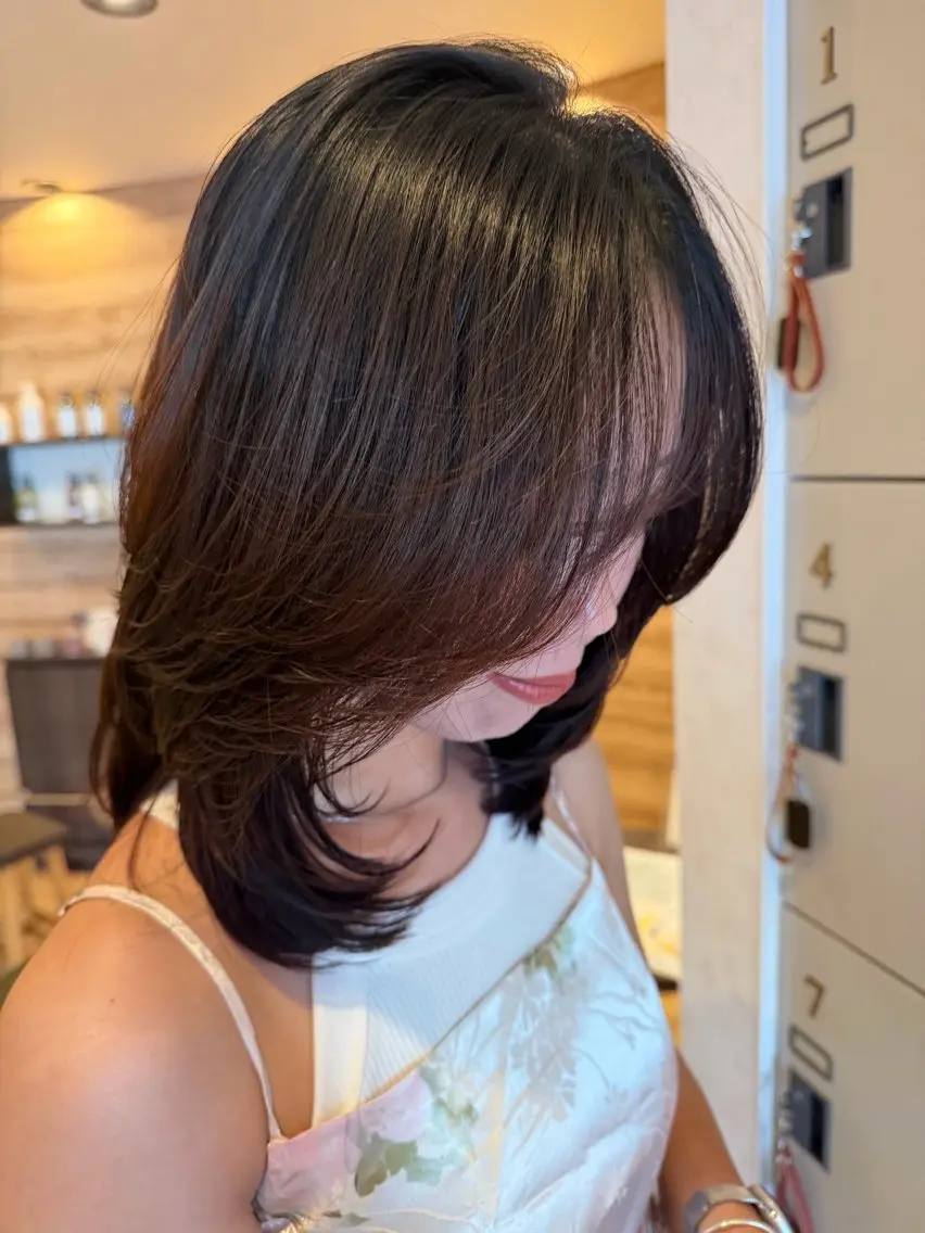 ミディアム カット ヘッドスパ 福井 珠乃のヘアスタイル