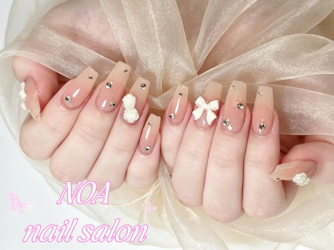 ロング 韓国風ヘア ハンドネイル Noa Nail みつきのネイルデザイン