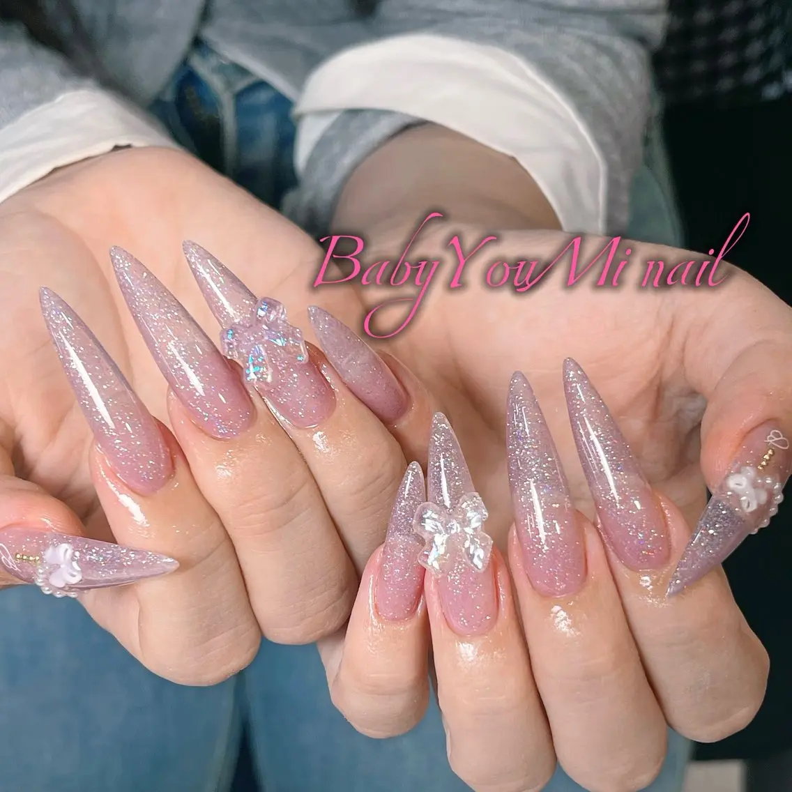 ネイル オーロラネイル フラワーネイル フットネイル フレンチネイル ジェルネイル ハンドネイル BabyYouMi ねねのネイルデザイン
