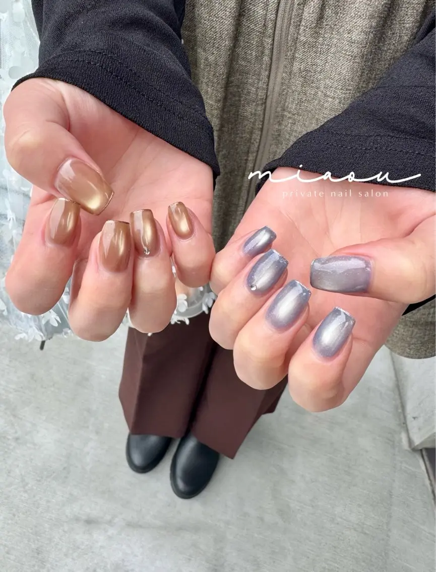 ネイル ラメ(グリッター) ハンドネイル Miaou nail ミャウ ネイルのネイルデザイン