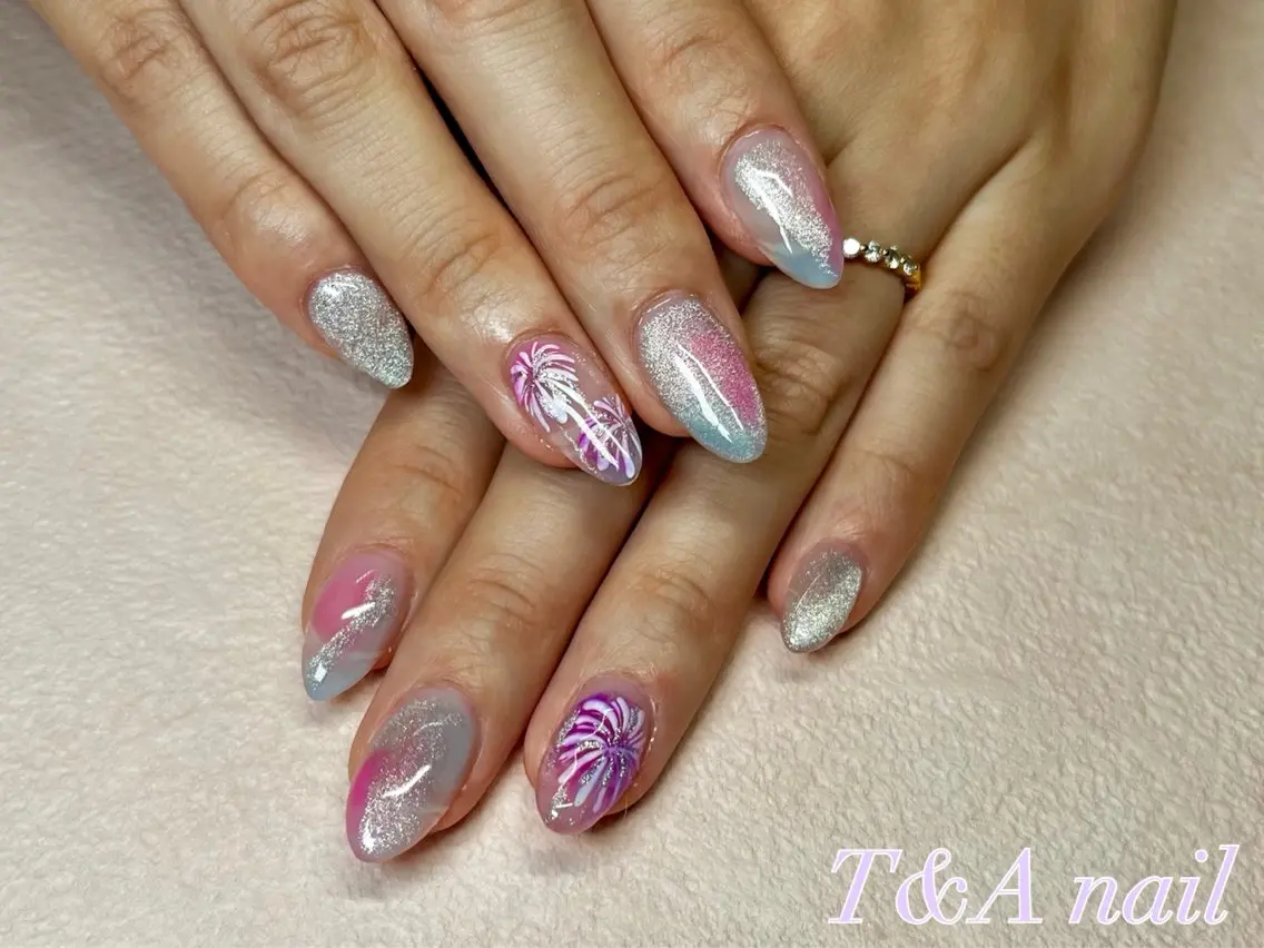 ネイル 長さ出し ジェルネイル ニュアンスネイル スカルプネイル 夏ネイル T&A nailのネイルデザイン