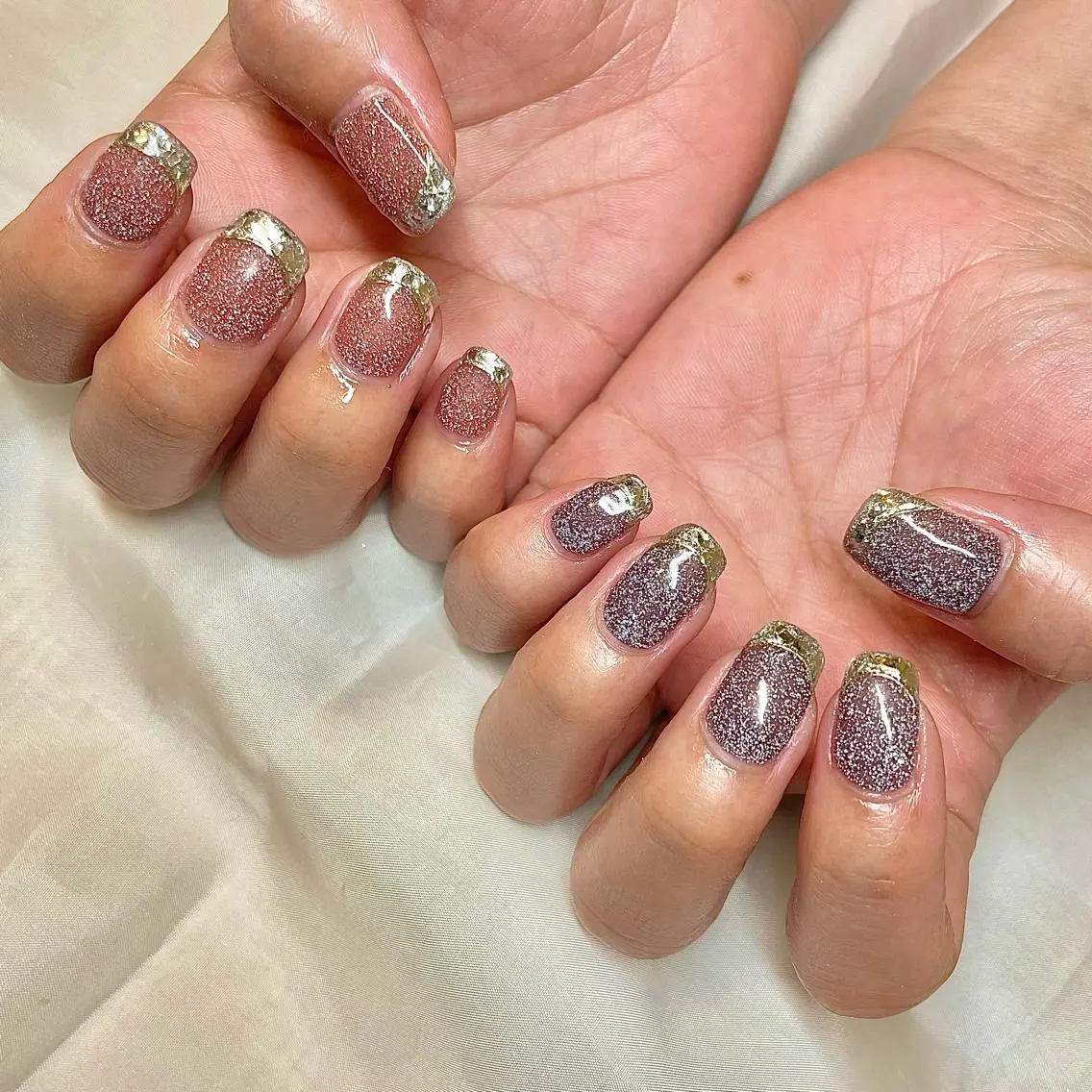 ミディアム カラー パーマ ヘアアレンジ メンズ キッズ ネイル マツエク・マツパ アイブロウ フラッシュネイル フレンチネイル ガラスフレンチ el. by Aoのネイルデザイン