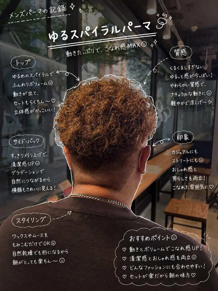 パーマ メンズ センターパート メンズパーマ スパイラルパーマ カット パーマ 渋谷/トレンドヘア /ふうかのヘアスタイル