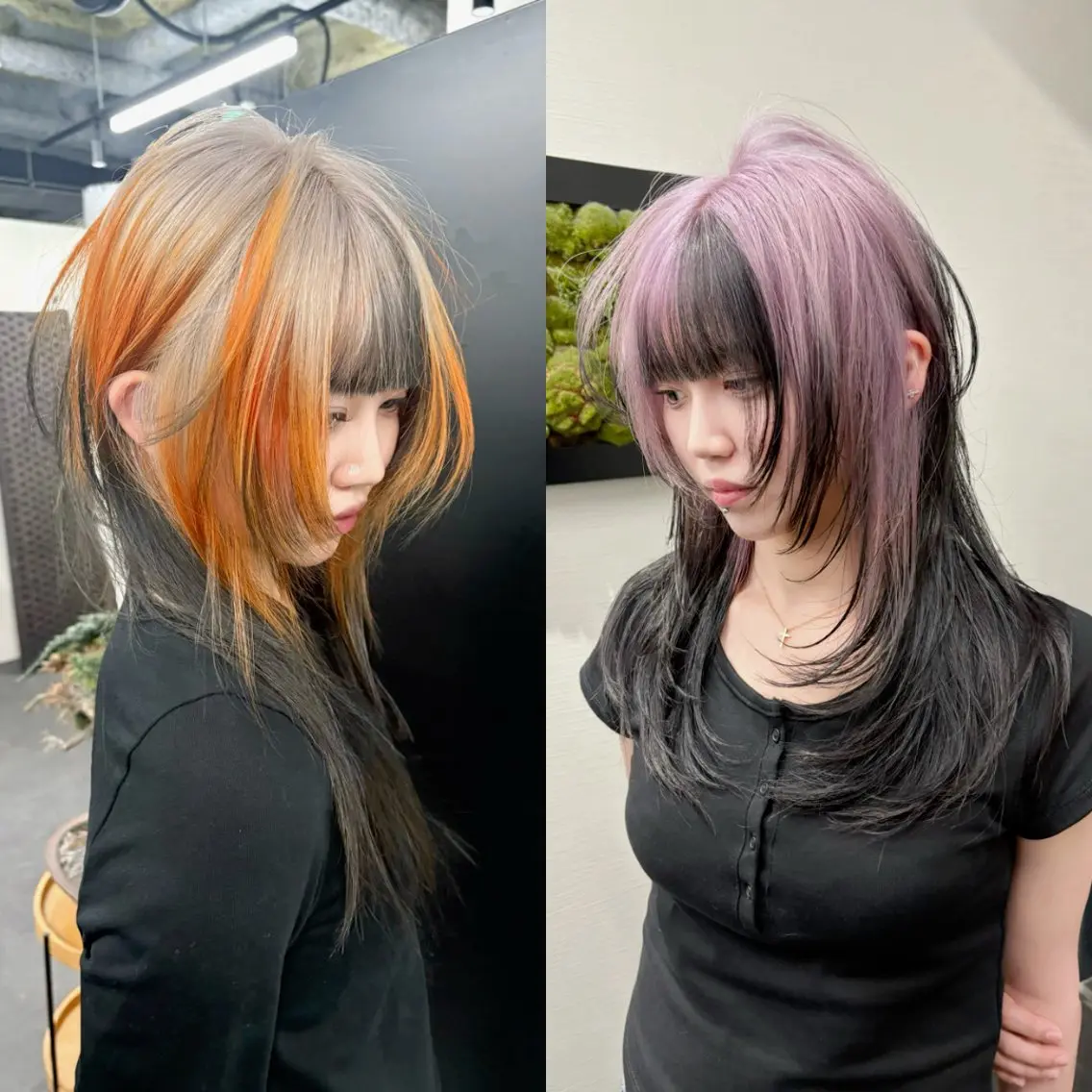 ロング カラー カット ヘアカラー トリートメント jyui/原宿 ハイトーン/デザインのヘアスタイル
