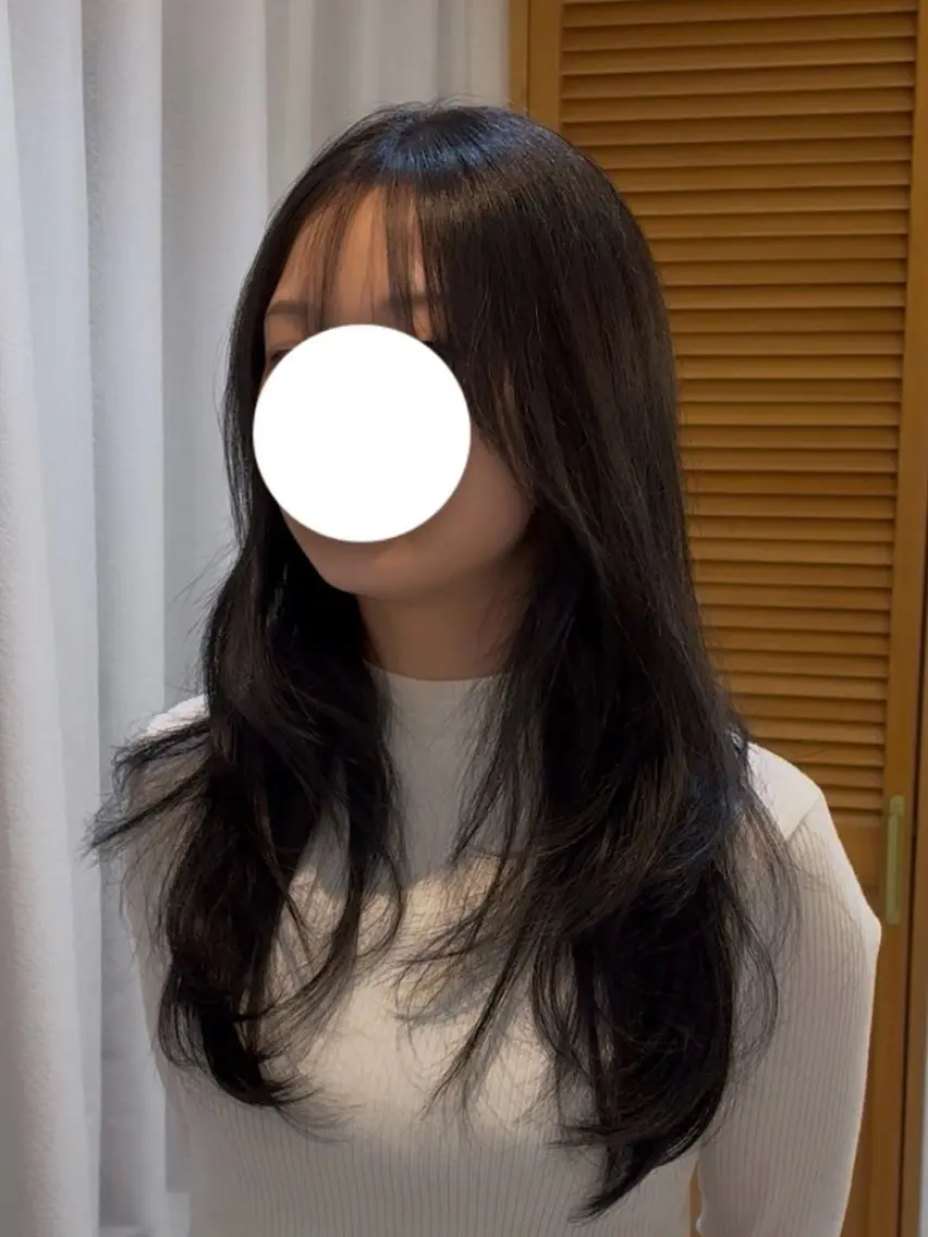 セミロング ハッシュカット レイヤーカット カット 韓国🇰🇷レイヤー 似合わせ顔まわりのヘアスタイル