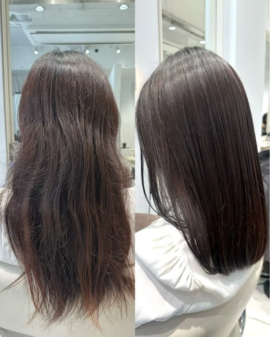 ミディアム カット 縮毛矯正 ヘッドスパ ヘアセット ブリーチ縮毛矯正 地毛風縮毛矯正/吉田のヘアスタイル