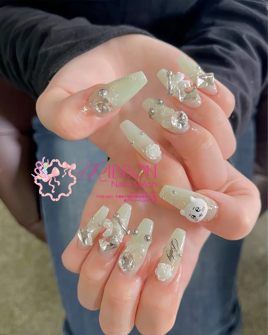 ネイル フレンチネイル ジェルネイル マグネットネイル 持ち込み ニュアンスネイル ハンドネイル Ribbonnail salonのネイルデザイン