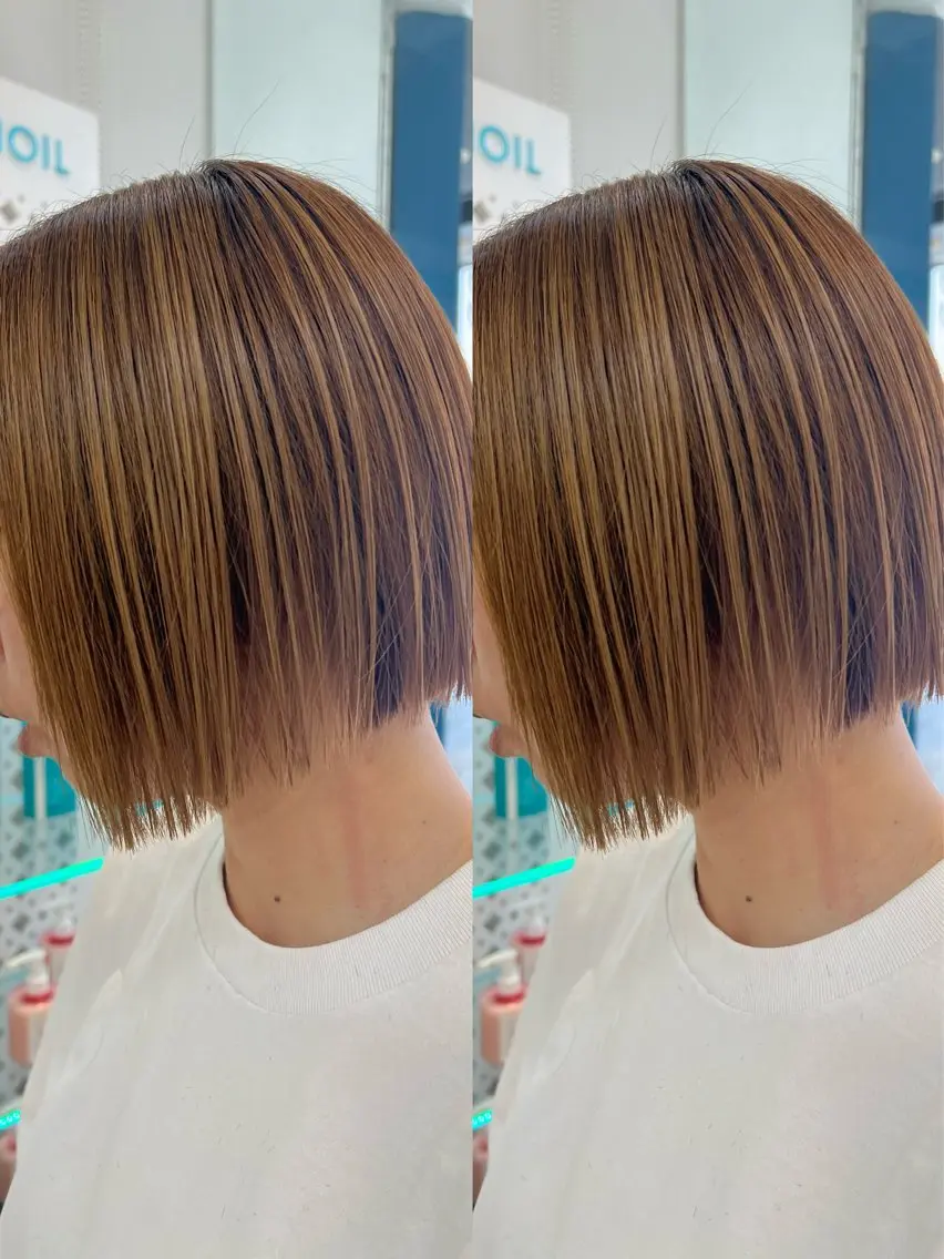 【🫧暖色でツヤを出したい方へ🫧】暖色系うるツヤカラー✖️タッセルボブ✖️ケアトリートメント🧴の写真