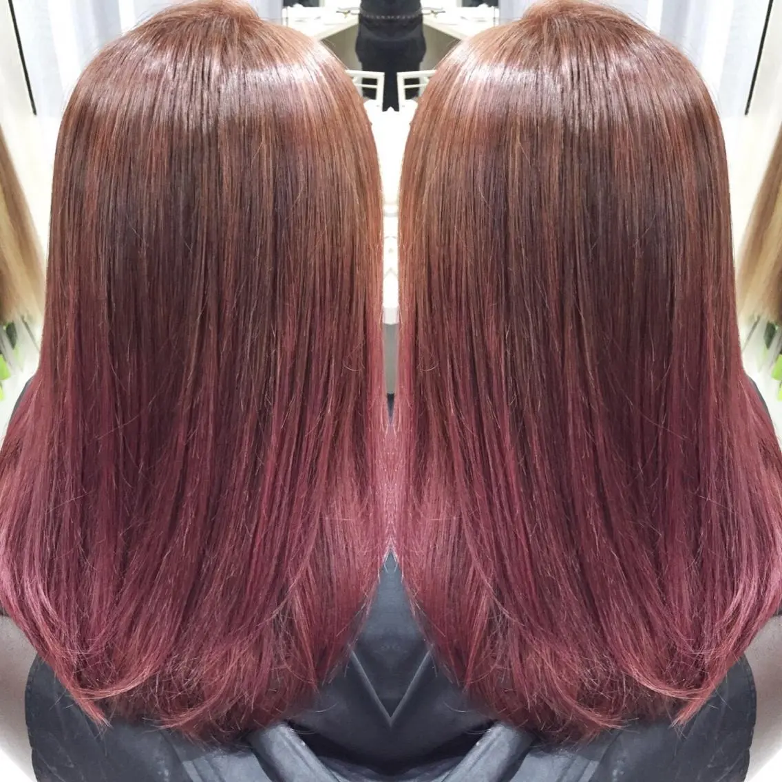 セミロング カラー バレイヤージュ グラデーションカラー ピンクカラー レイヤーカット KEISUKE🐶 カラー×エクステ特化のヘアスタイル