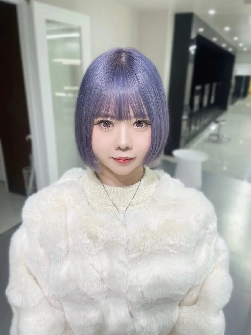 ショート カラー パープルカラー ボブ MEI / ブリーチカラー/名駅のヘアスタイル