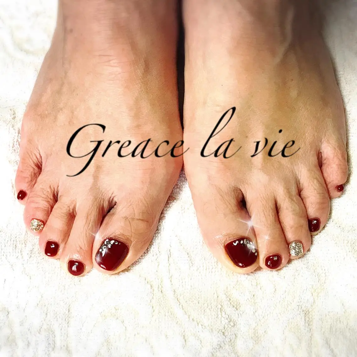 ショート カラー パーマ ネイル マツエク・マツパ フットネイル Greace  la vieのネイルデザイン