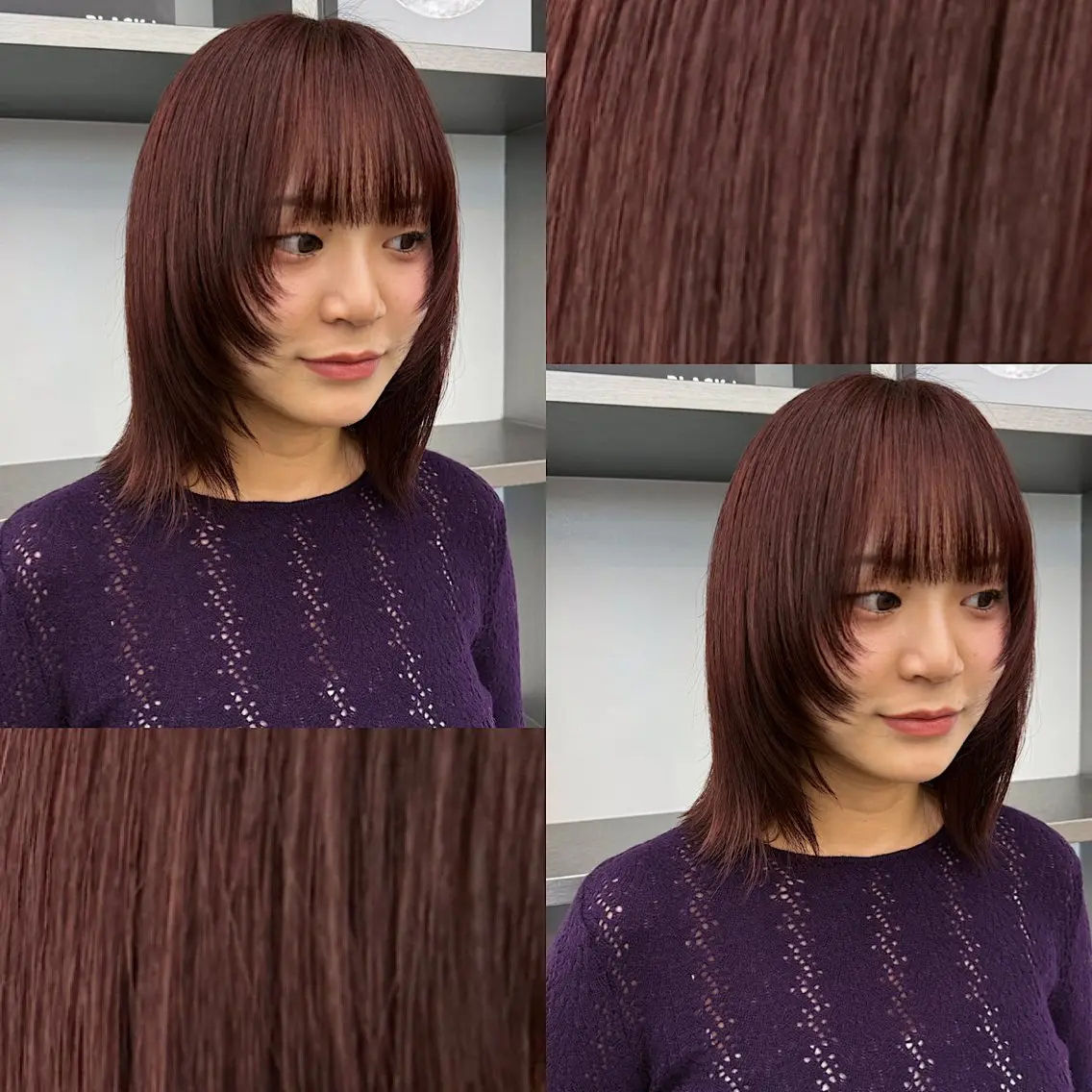 ミディアム カラー ブラウンカラー レッドカラー レッドブラウン 🍒暖色✖️レイヤー ／Haruna🍒のヘアスタイル