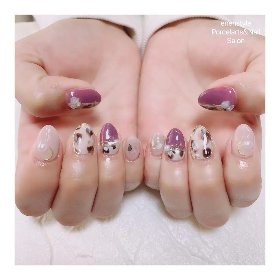 ミディアム ネイル ハンドネイル 🐾enen style 🐾のネイルデザイン