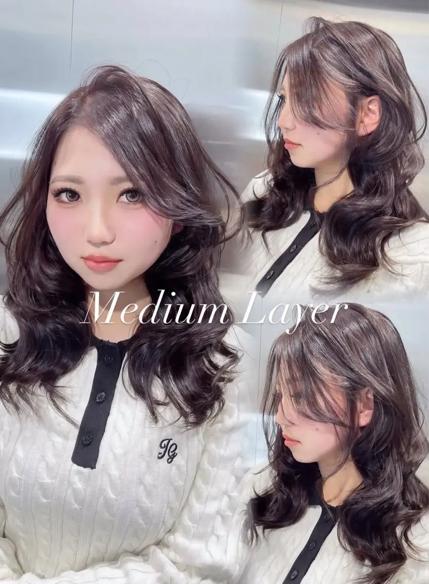 ミディアム ミディアムレイヤー レイヤーカット カット 💗ROSEL／ KUREA💗のヘアスタイル