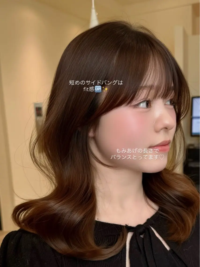 ミディアム カット ヘアカラー fitするカット♡/ 多幸感/ふうか◠‿◠のヘアスタイル