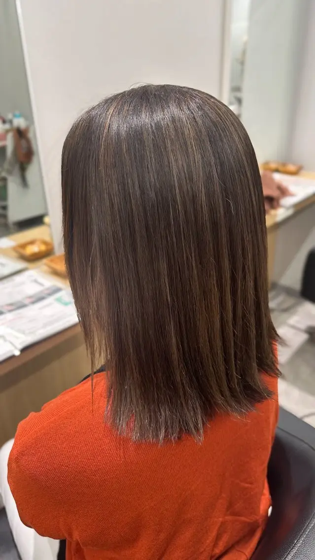 ミディアム カット ヘアカラー 巻ける髪質改善🫧ハ イライト/永田汰伊智のヘアスタイル