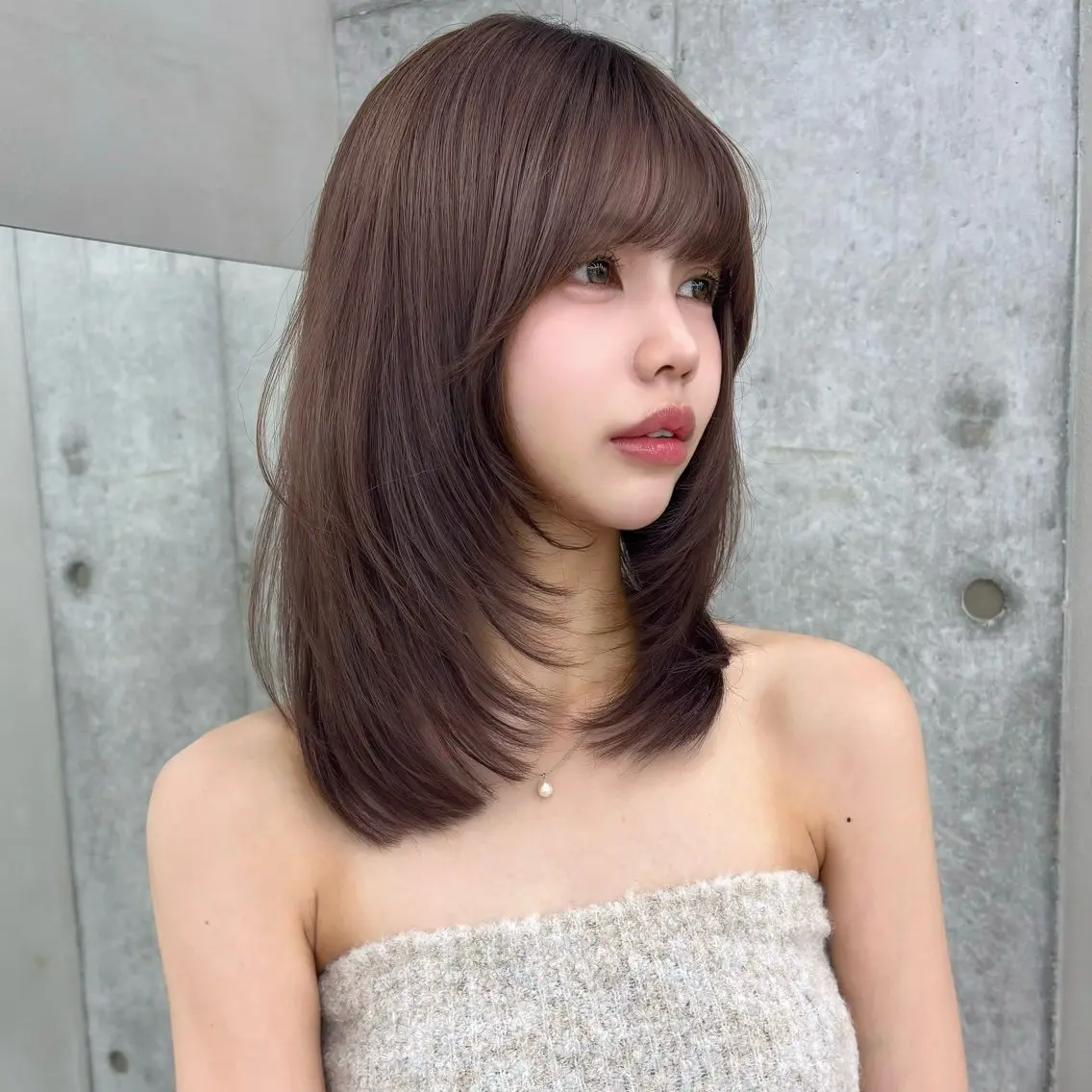 ミディアム カラー ミディアムレイヤー ベージュカラー モカベージュ レイヤーカット カット ヘアカラー トリートメント ブリーチなしベージュ 🤎kotomiのヘアスタイル