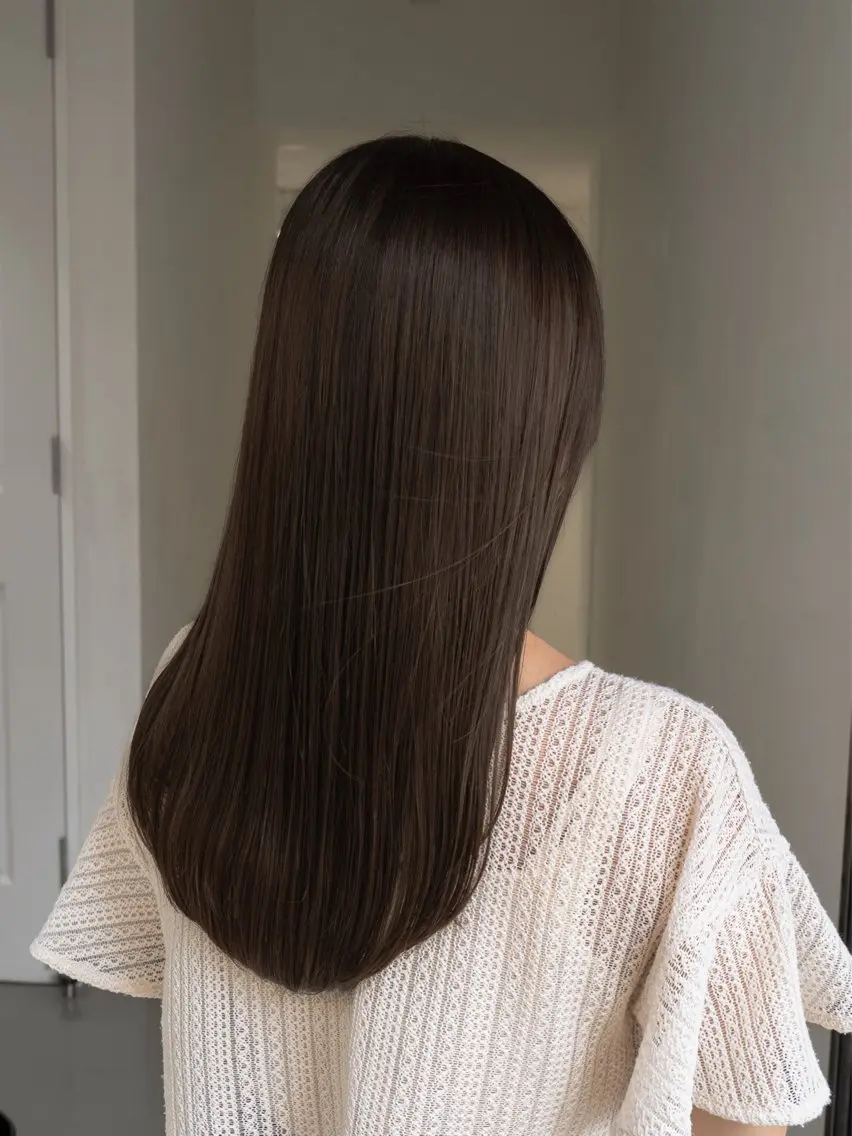 セミロング カラー ブリーチ 透明感カラー ブリーチなしカラー レイヤーカット 酸性ストレート カット ヘアカラー 縮毛矯正 navile原宿 yumaのヘアスタイル
